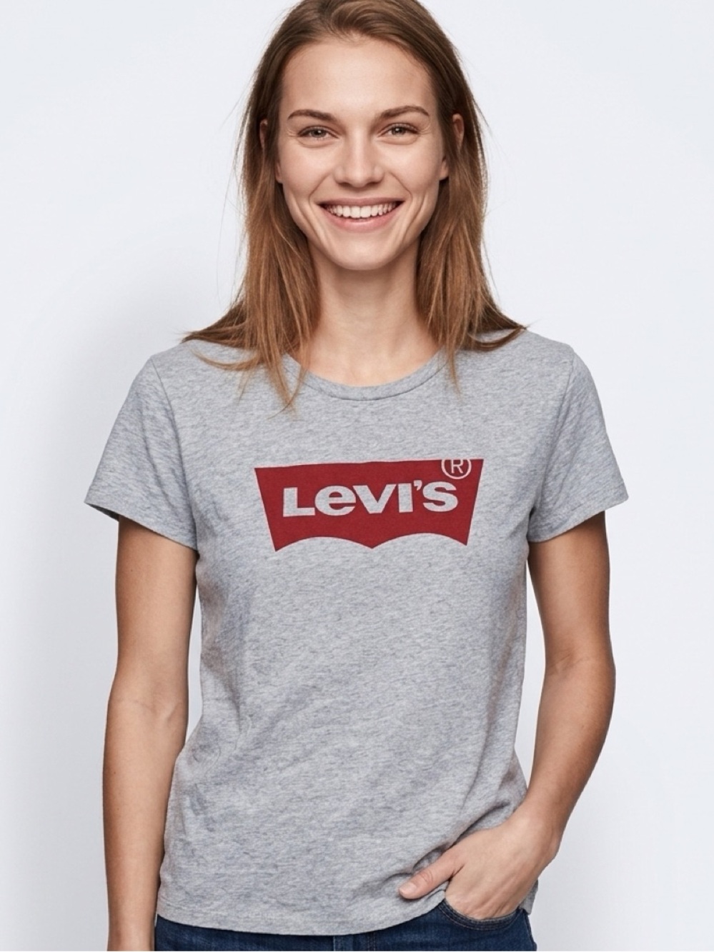 Levi's Heather Gray Tee with Red Logo